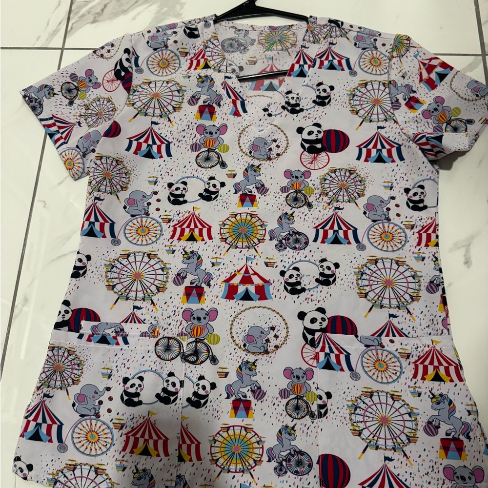 Colorful Printed Women's Scrub Top